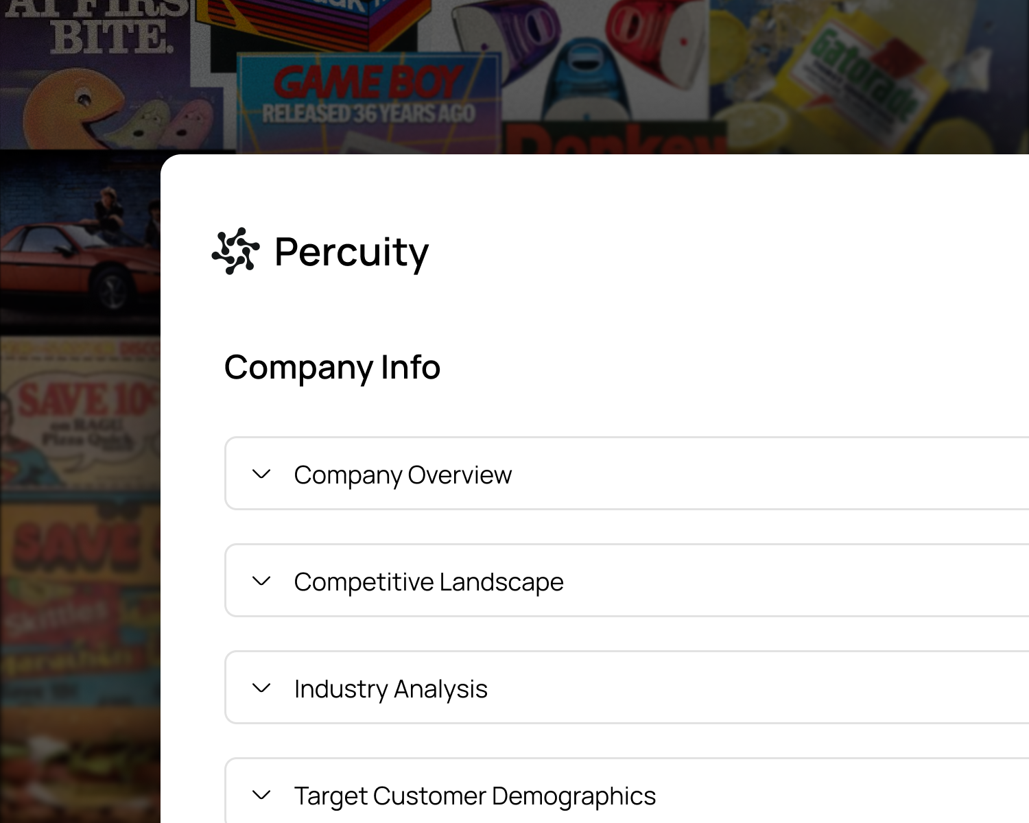 Company info screen